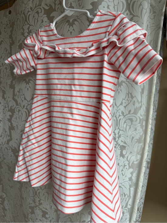 Janie and Jack Other - Janie and Jack White Dress with Coral Stripe Detail